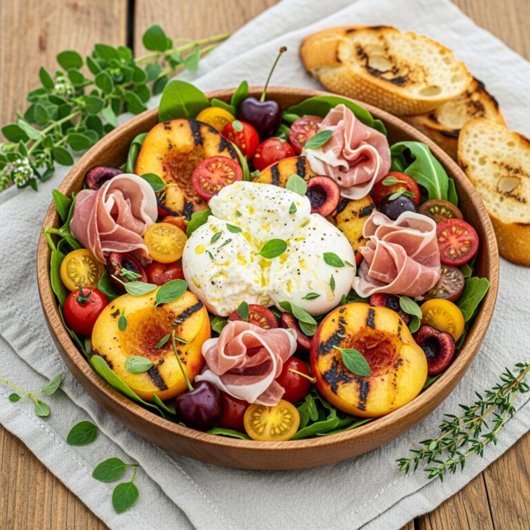 Grilled Nectarine Burrata Prosciutto Salad