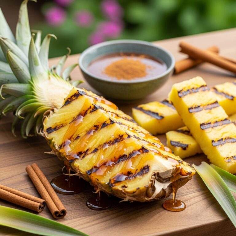 Grilled Pinapple with Cinnamon Honey Drizzle