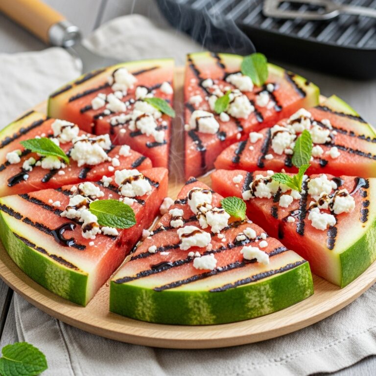 Grilled Watermelon with Feta Mint and Balsamic Glaze