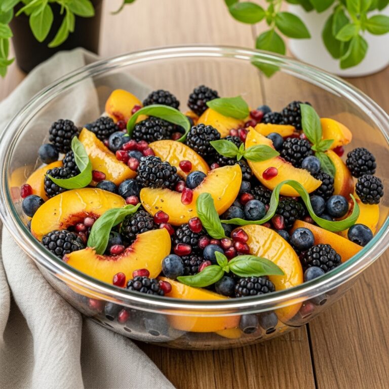 Honey Lime Basil Peach Fruit Salad