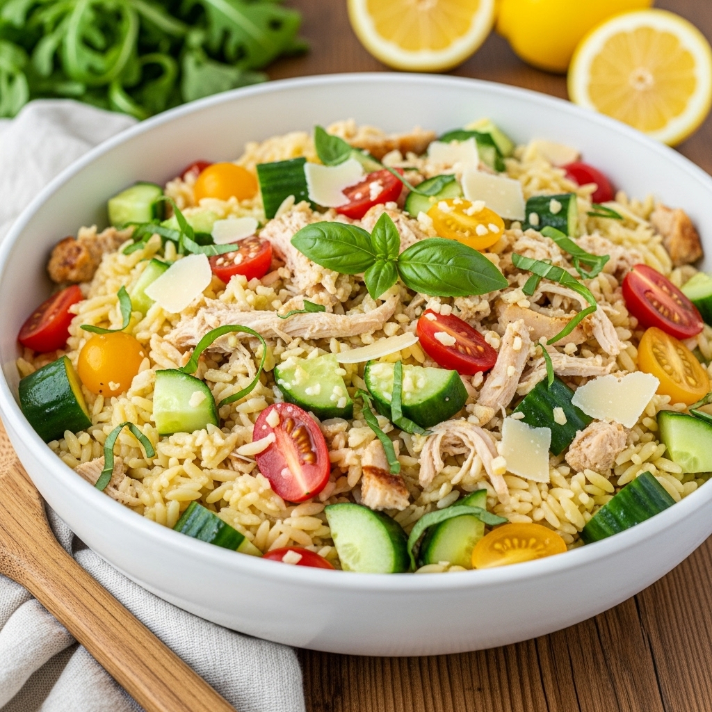 Lemon Orzo Salad with Chicken