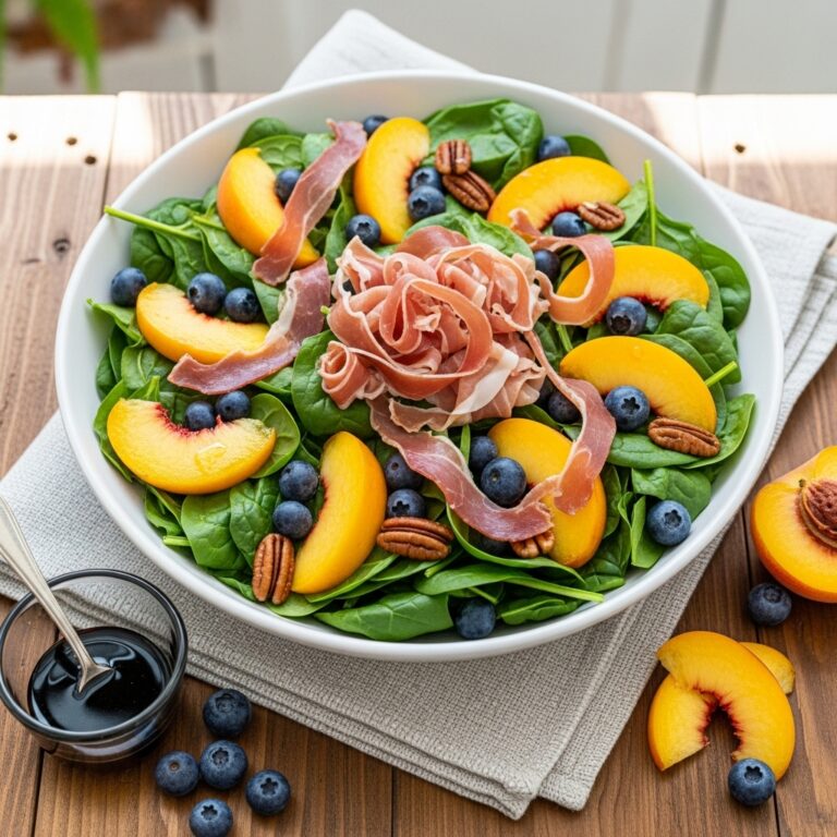 Peach Blueberry Spinach Salad