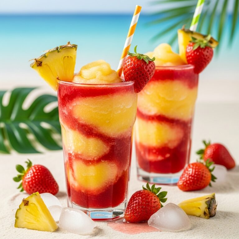 Pineapple Strawberry Swirled Slushies – Refreshing Drink