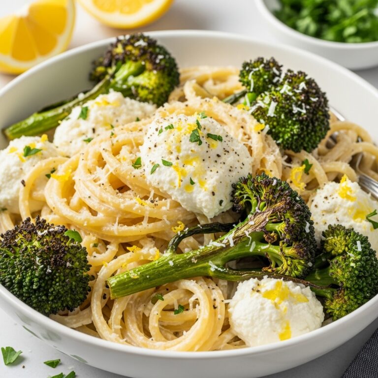 Skillet Ricotta Pasta With Roasted Broccoli