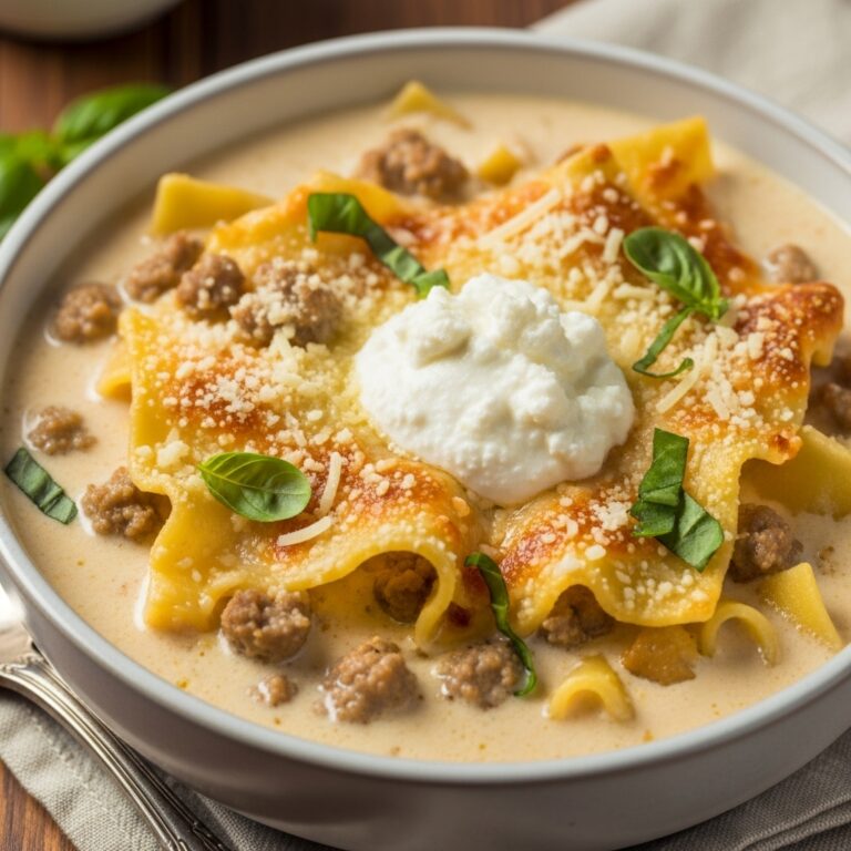 This Creamy Alfredo Lasagna Soup Is Everything You Love