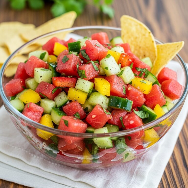 Watermelon Salsa with Cucumbers and Peppers