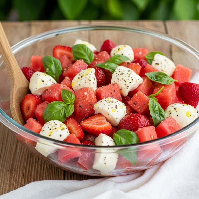 Watermelon Strawberry Caprese Salad