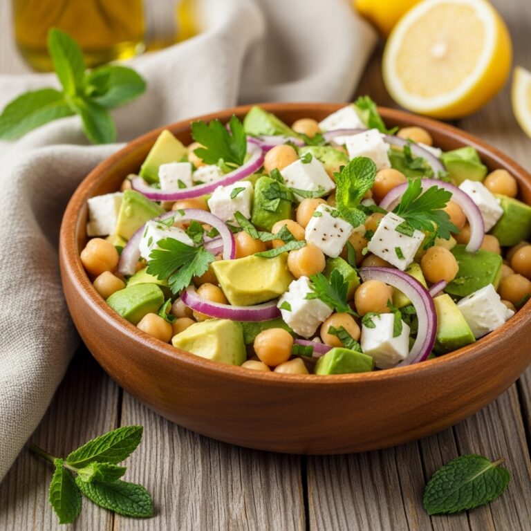 Chickpea Feta Avocado Salad