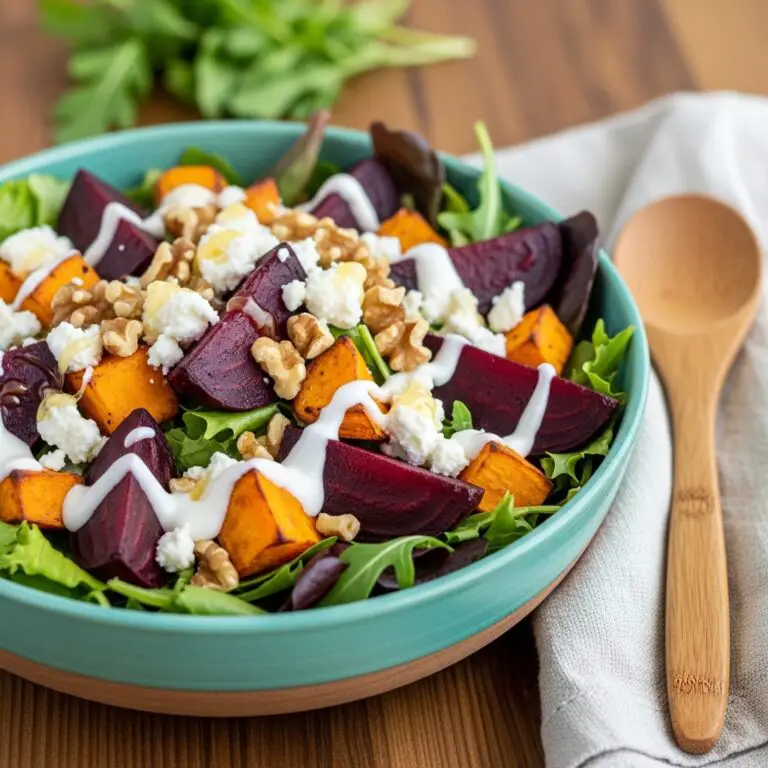 Creamy Roasted Beet Salad with Sweet Potato amp Feta