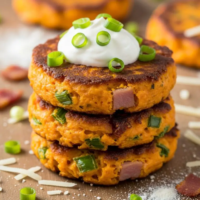 Sweet Potato Fritters with Turkey Bacon and Green Onions
